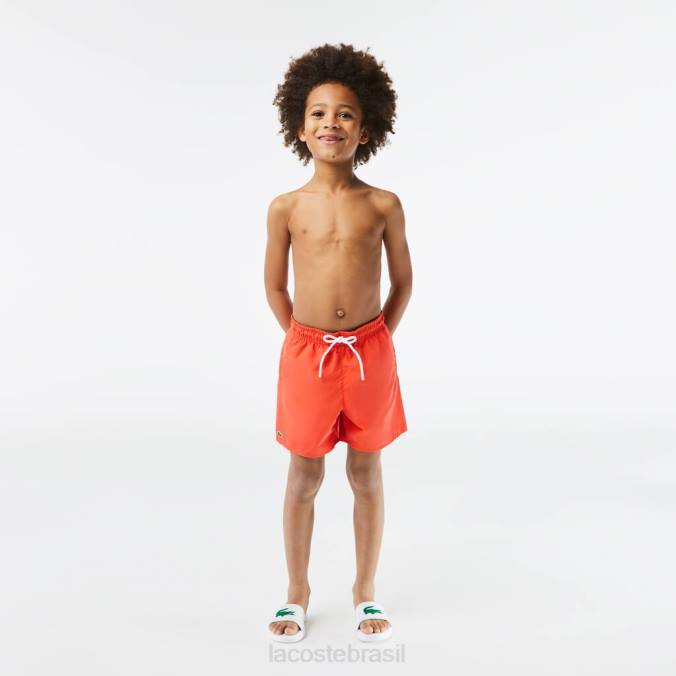 Lacoste crianças shorts de banho sólidos de secagem rápida laranja/verde P2PX3104 roupas