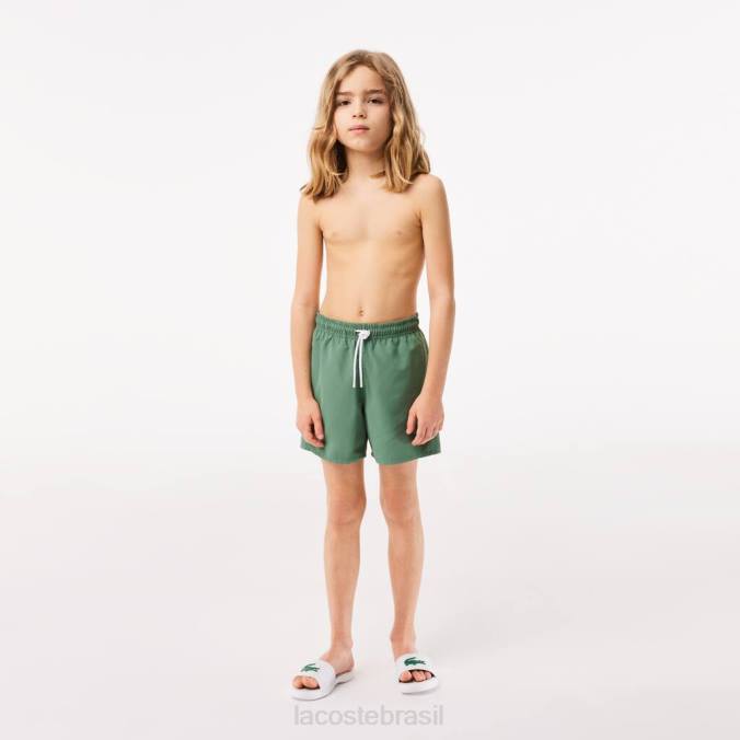 Lacoste crianças shorts de banho sólidos de secagem rápida verde cáqui/verde P2PX3105 roupas