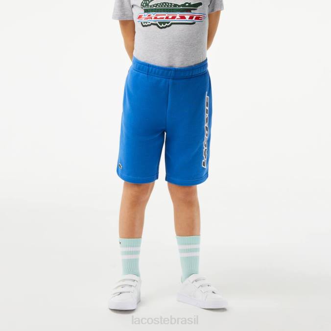 Lacoste crianças shorts de marca com contraste de algodão orgânico azul P2PX3087 roupas