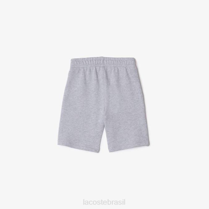 Lacoste crianças shorts oversized de algodão orgânico com estampa de crocodilo chino cinza P2PX3292 roupas