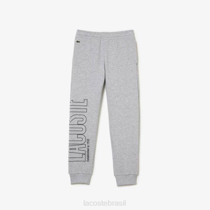 Lacoste crianças calças de treino de marca chino cinza P2PX3188 roupas