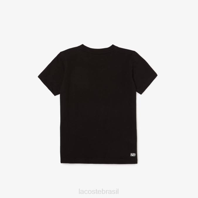 Lacoste crianças camisa técnica esportiva tênis camiseta crocodilo grande Preto branco P2PX3020 roupas