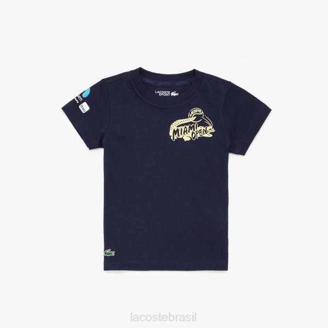 Lacoste crianças camiseta com logotipo gráfico aberto miami azul-marinho P2PX3176 roupas