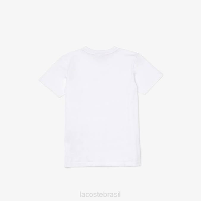Lacoste crianças camiseta de algodão com decote em V branco P2PX3129 roupas