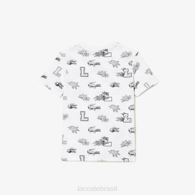 Lacoste crianças camiseta de algodão orgânico com estampa personalizada branco P2PX3136 roupas