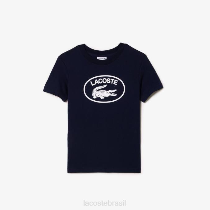 Lacoste crianças camiseta de jersey de algodão com marca contrastante azul-marinho P2PX3134 roupas