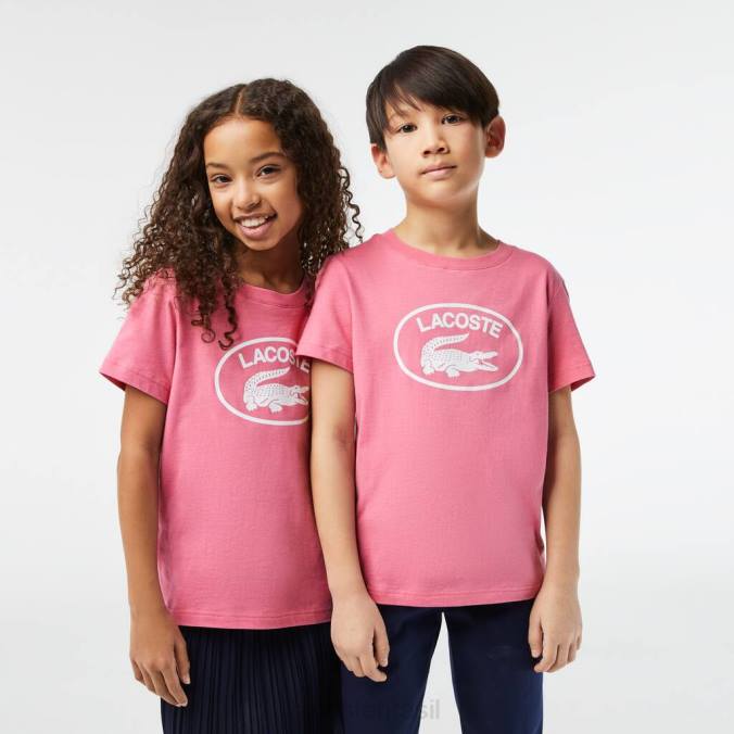 Lacoste crianças camiseta de jersey de algodão com marca contrastante rosa P2PX3029 roupas