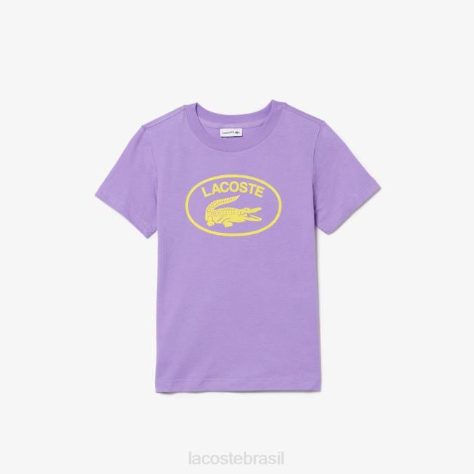 Lacoste crianças camiseta de jersey de algodão com marca contrastante roxo P2PX3031 roupas