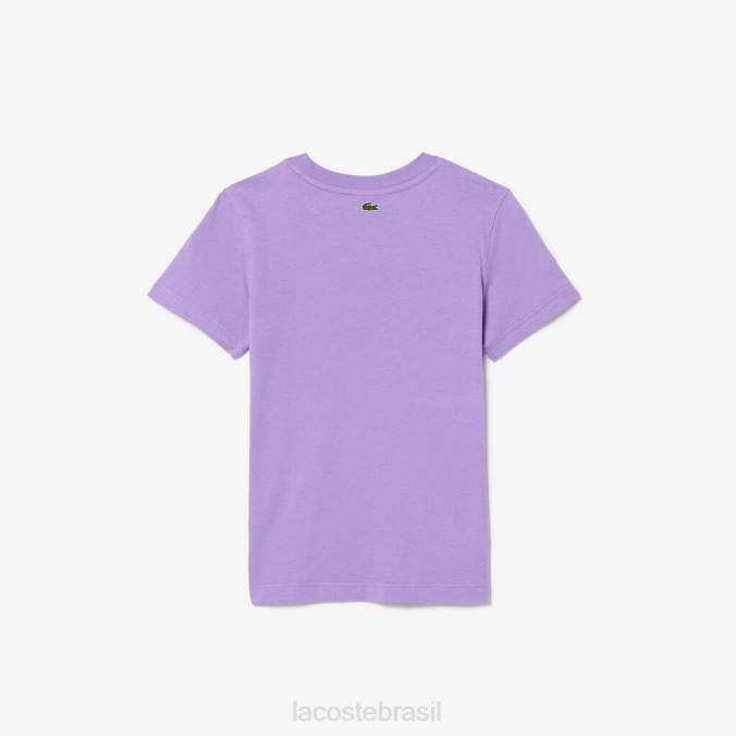 Lacoste crianças camiseta de jersey de algodão com marca contrastante roxo P2PX3031 roupas