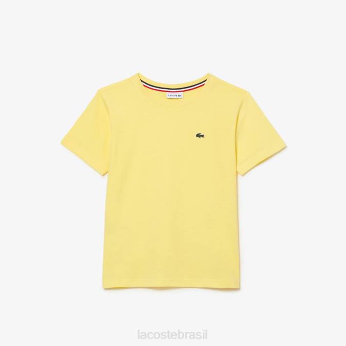 Lacoste crianças camiseta em jersey de algodão com gola redonda amarelo P2PX3132 roupas
