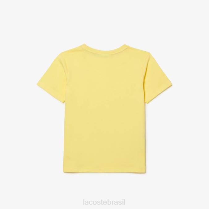 Lacoste crianças camiseta em jersey de algodão com gola redonda amarelo P2PX3132 roupas