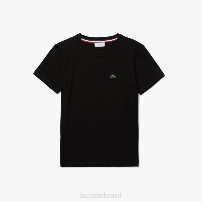 Lacoste crianças camiseta em jersey de algodão com gola redonda preto P2PX2997 roupas