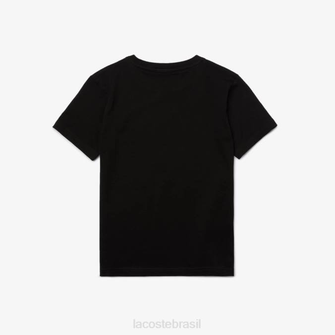 Lacoste crianças camiseta em jersey de algodão com gola redonda preto P2PX2997 roupas