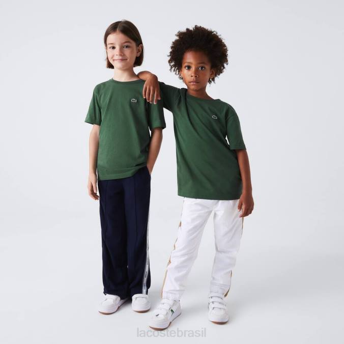 Lacoste crianças camiseta em jersey de algodão com gola redonda verde P2PX3149 roupas