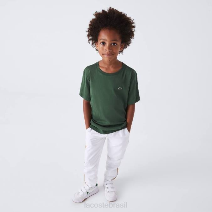 Lacoste crianças camiseta em jersey de algodão com gola redonda verde P2PX3149 roupas