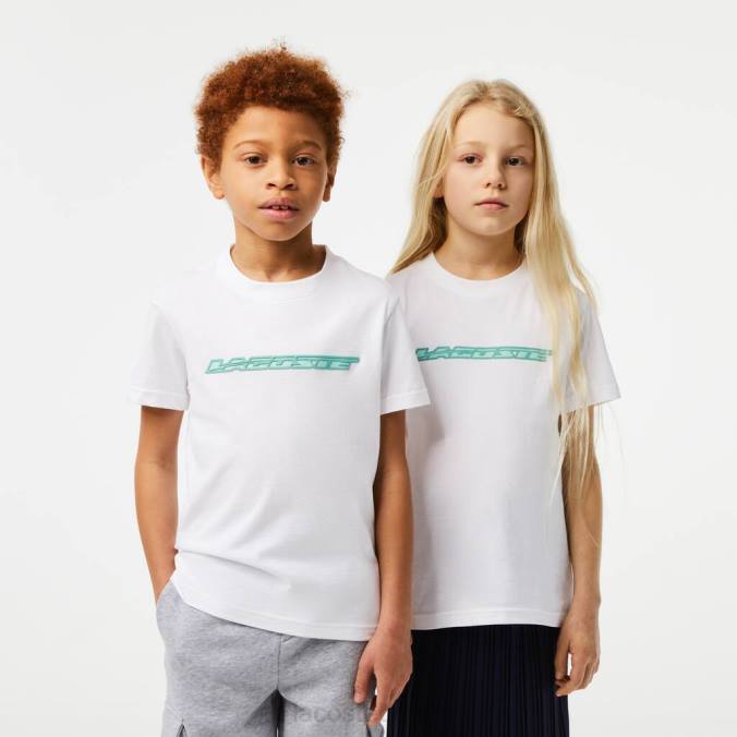 Lacoste crianças camiseta em jersey de algodão com marcação em contraste branco P2PX3014 roupas