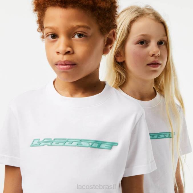 Lacoste crianças camiseta em jersey de algodão com marcação em contraste branco P2PX3014 roupas