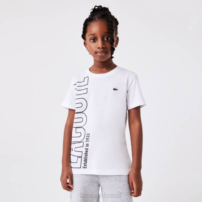 Lacoste crianças camiseta oversized em jersey de algodão com logo branco P2PX3158 roupas