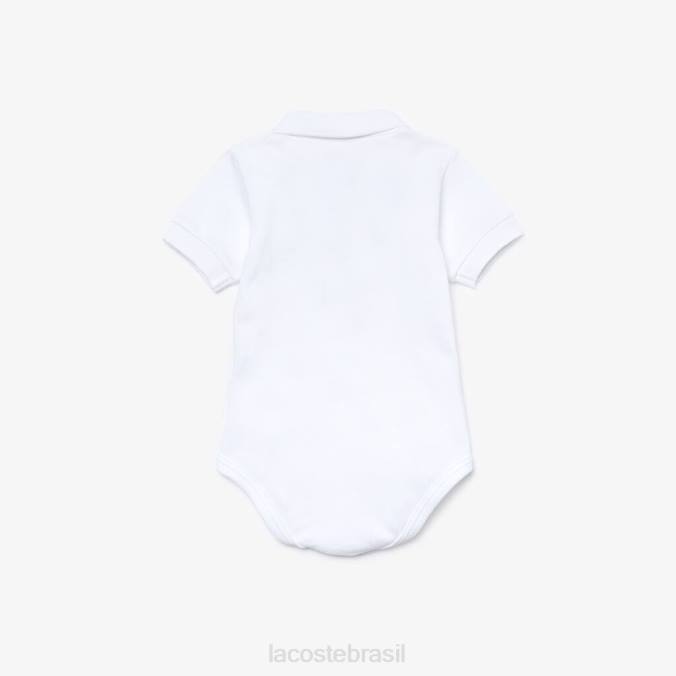 Lacoste crianças conjunto box onesie em piquê de algodão orgânico branco P2PX2988 roupas