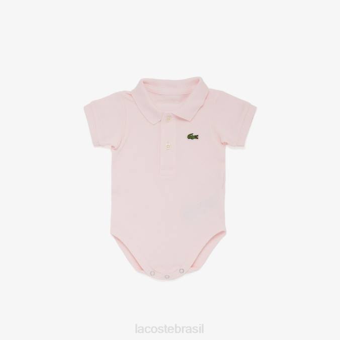 Lacoste crianças conjunto box onesie em piquê de algodão orgânico luz rosa P2PX2987 roupas