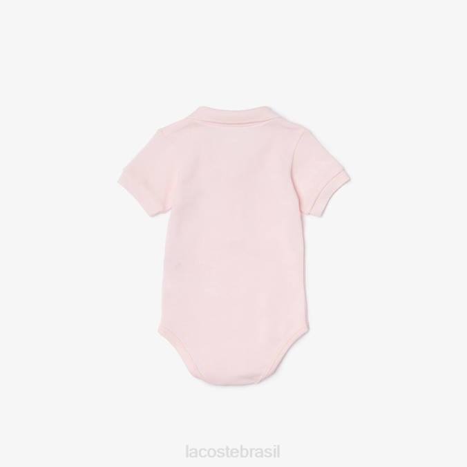 Lacoste crianças conjunto box onesie em piquê de algodão orgânico luz rosa P2PX2987 roupas