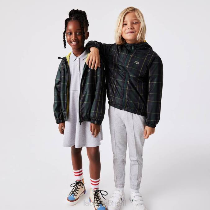 Lacoste crianças blusão repelente à água azul marinho/verde/amarelo P2PX3262 roupas