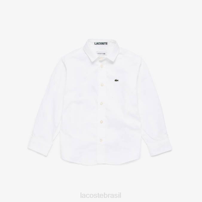 Lacoste crianças camisa de algodão oxford com estampa listrada branco P2PX3200 roupas