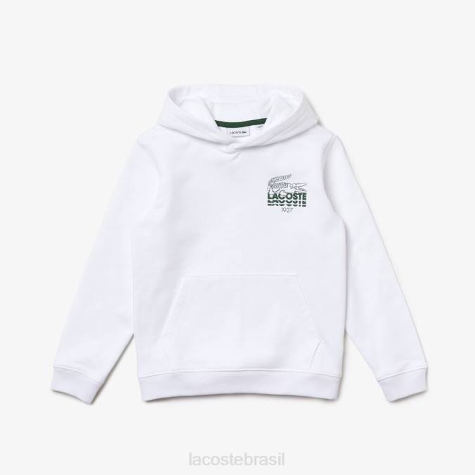 Lacoste crianças moletom de algodão crocodilo branco P2PX3202 roupas