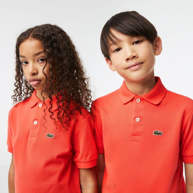 Lacoste crianças polo petit piquê regular fit laranja P2PX3007 roupas