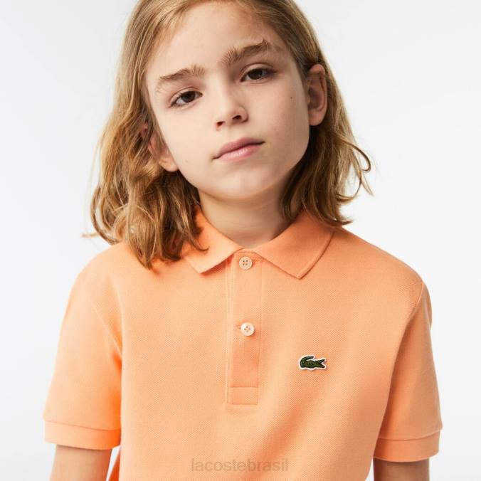 Lacoste crianças polo petit piquê regular fit laranja claro P2PX3123 roupas