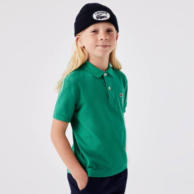 Lacoste crianças polo petit piquê regular fit verde P2PX3155 roupas