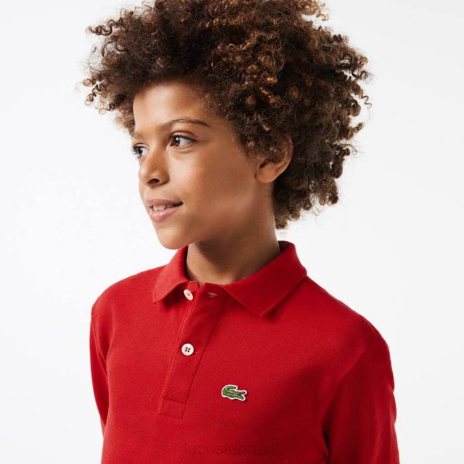 Lacoste crianças polo petit piquê regular fit vermelho P2PX2952 roupas
