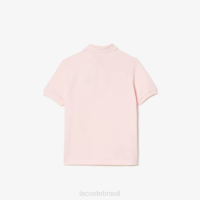 Lacoste crianças polo piquê de algodão orgânico crachá em quadrinhos luz rosa P2PX3146 roupas