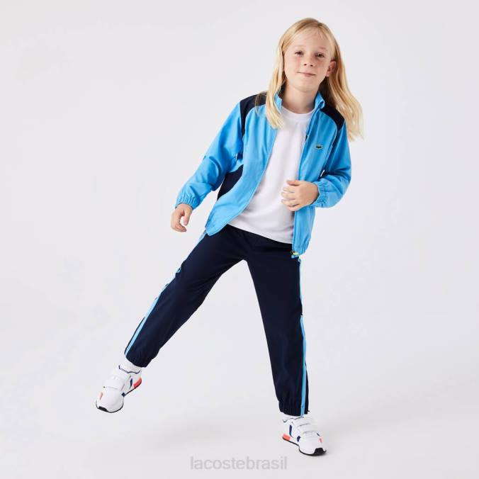 Lacoste crianças agasalho esportivo de tênis colorido azul/azul marinho/azul P2PX3186 roupas