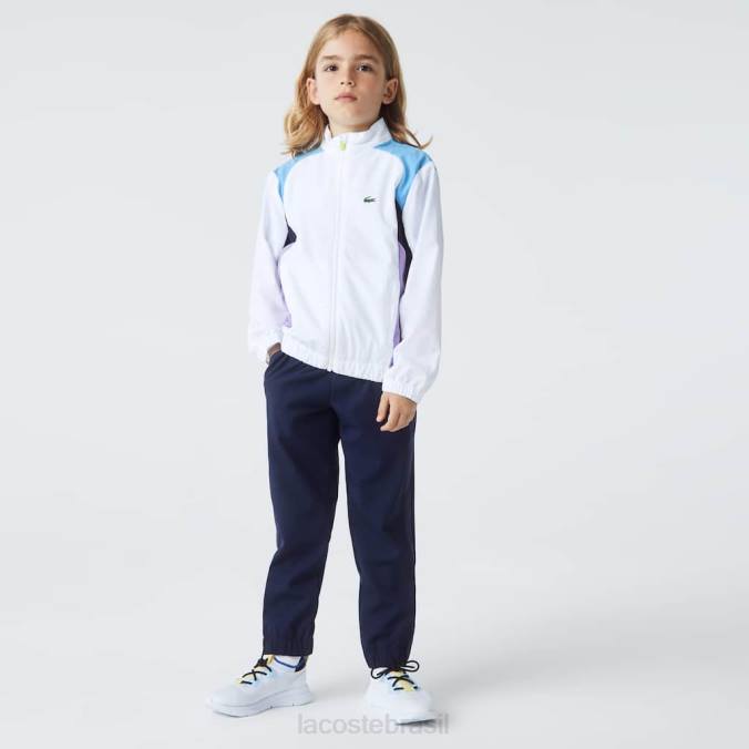 Lacoste crianças agasalho esportivo de tênis colorido branco/azul/azul marinho/roxo P2PX3185 roupas