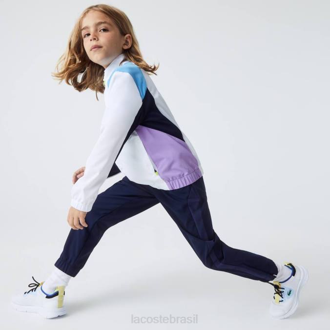 Lacoste crianças agasalho esportivo de tênis colorido branco/azul/azul marinho/roxo P2PX3185 roupas