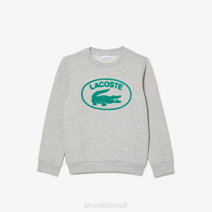 Lacoste crianças moletom colorblock de marca contrastante chino cinza P2PX3057 roupas