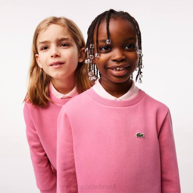 Lacoste crianças moletom de flanela de algodão orgânico rosa P2PX3051 roupas