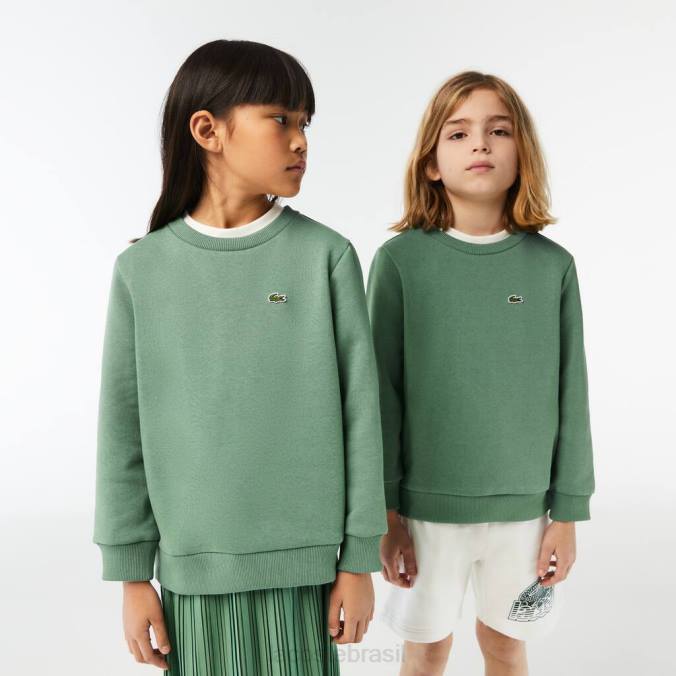 Lacoste crianças moletom de flanela de algodão orgânico verde cáqui P2PX3052 roupas