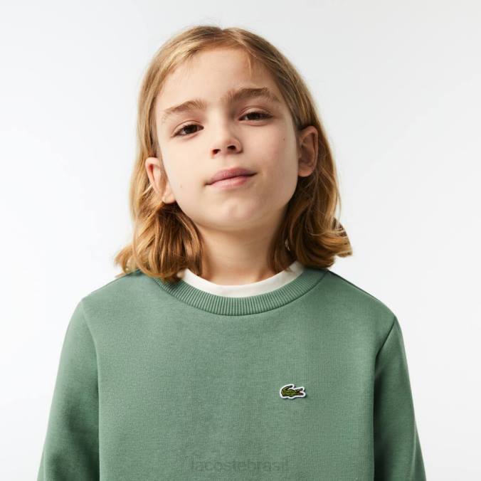 Lacoste crianças moletom de flanela de algodão orgânico verde cáqui P2PX3052 roupas