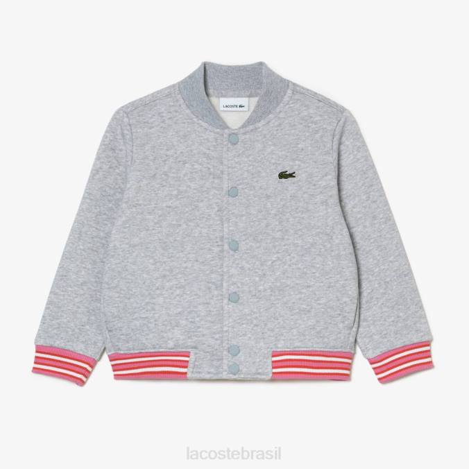 Lacoste crianças moletom de lã com botão chino cinza P2PX3045 roupas
