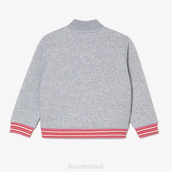 Lacoste crianças moletom de lã com botão chino cinza P2PX3045 roupas