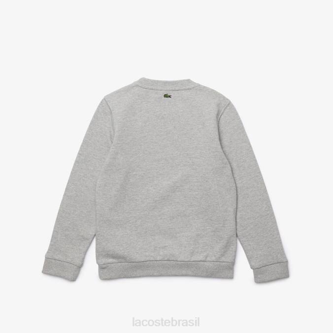 Lacoste crianças moletom de lã com estampa de crocodilo chine cinza/branco P2PX3244 roupas