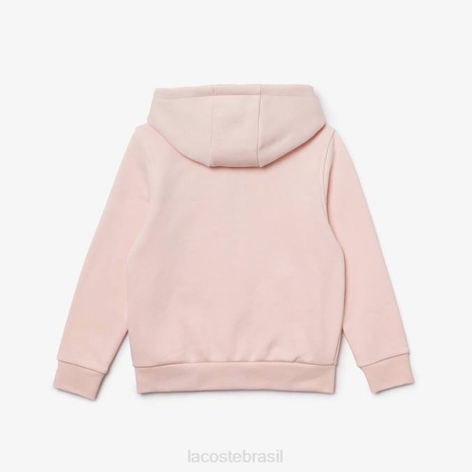 Lacoste crianças moletom de lã com zíper para tênis esportivo chine rosa claro/cinza P2PX3261 roupas