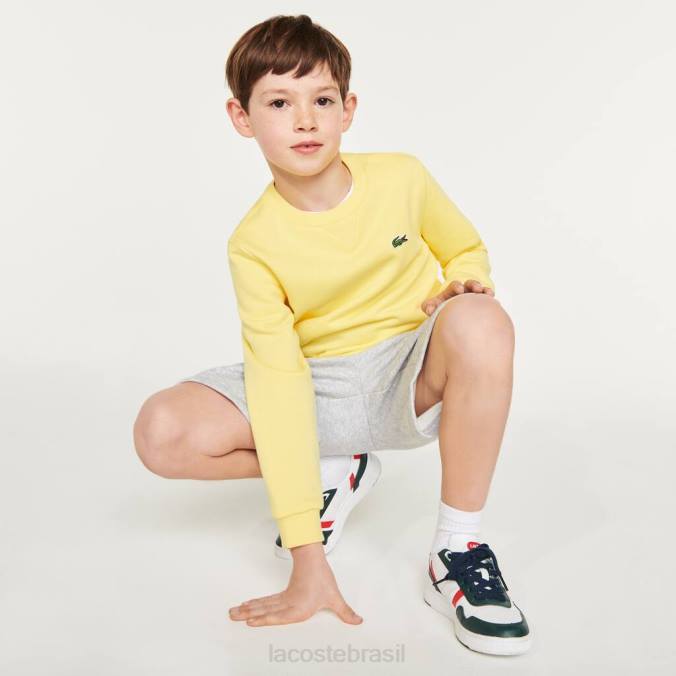 Lacoste crianças moletom de lã de algodão amarelo P2PX2975 roupas