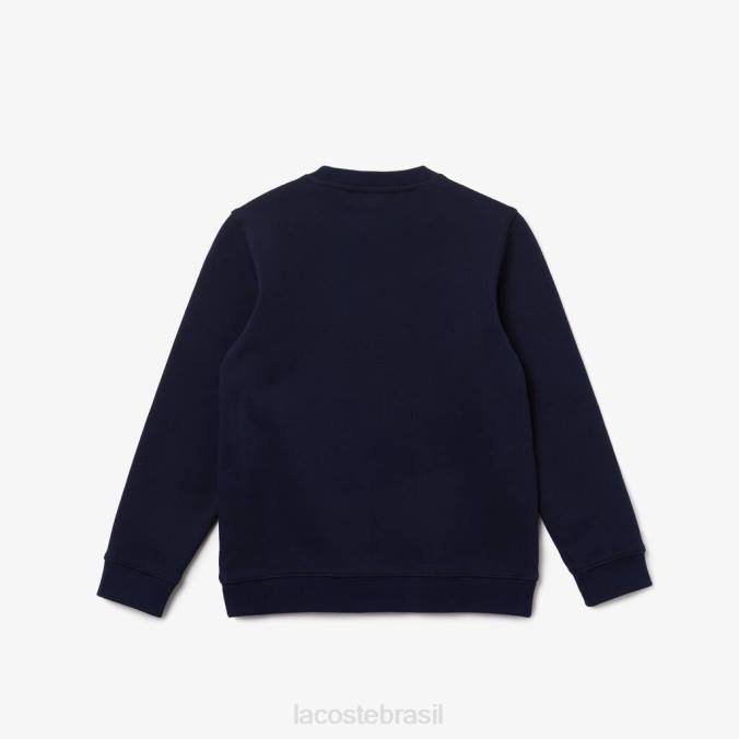 Lacoste crianças moletom de lã de algodão com marca de crocodilo azul-marinho P2PX3204 roupas