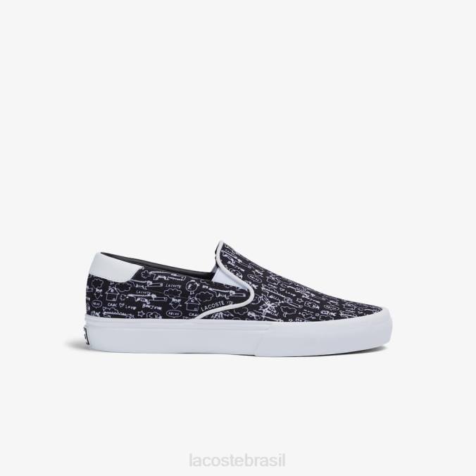 Lacoste crianças jump serve slip on têxtil Preto branco P2PX3322 sapato
