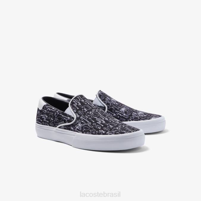 Lacoste crianças jump serve slip on têxtil Preto branco P2PX3322 sapato
