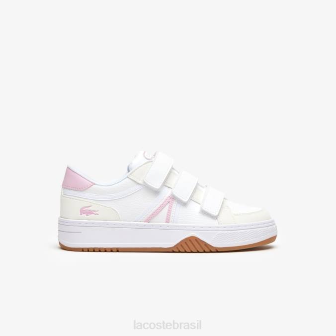 Lacoste crianças l001 tênis sintéticos branco e rosa P2PX3326 sapato
