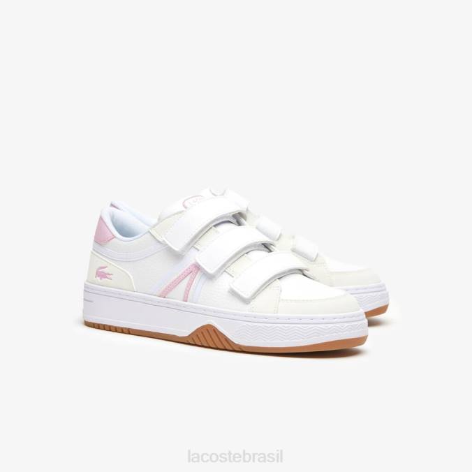 Lacoste crianças l001 tênis sintéticos branco e rosa P2PX3326 sapato
